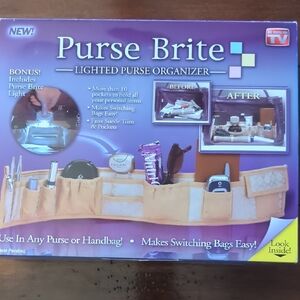 As Seen On TV Purse Brite Lighted Purse Organizer - Purple and Tan